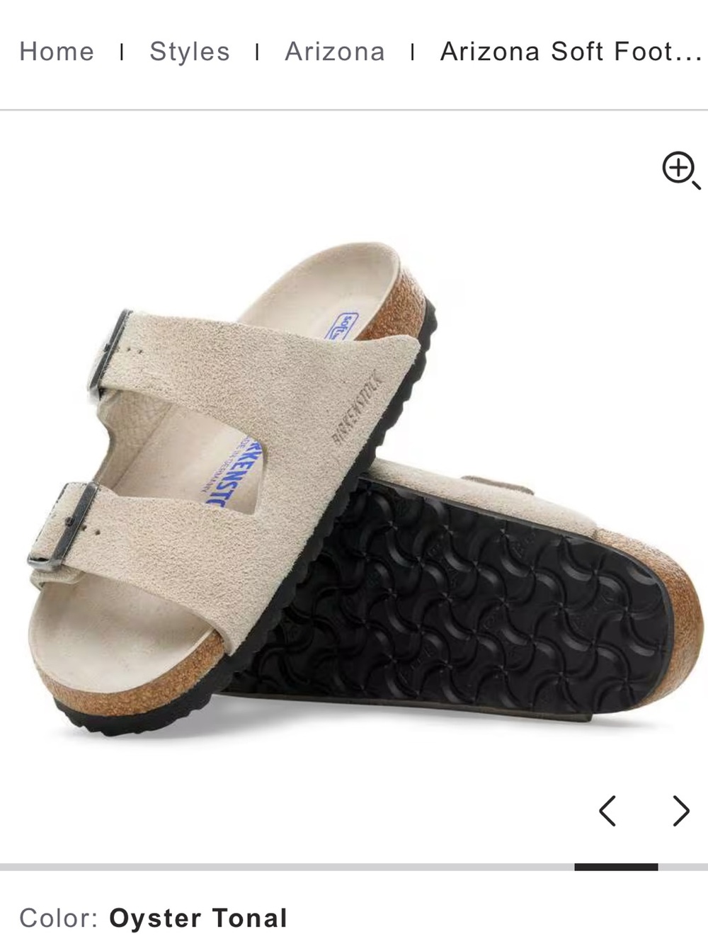 βοΈπ Women's Birkenstock Arizona Soft Footbed Sandal β Oyster Tonal Suede - Picture 4 of 16